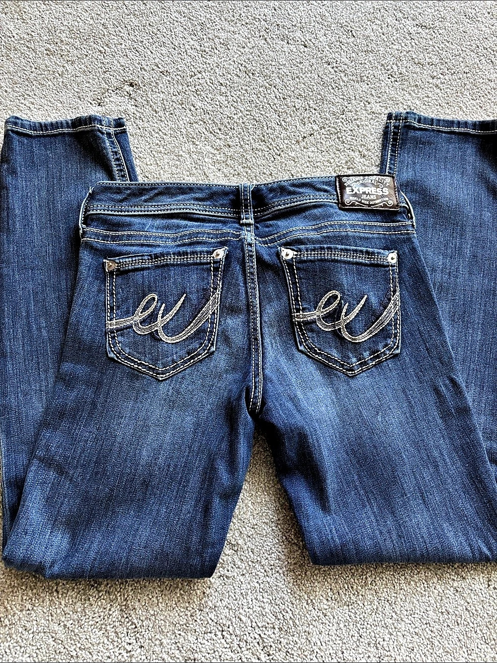 Express Stella Low Rise Skinny Jeans Blue Waist 2 Short